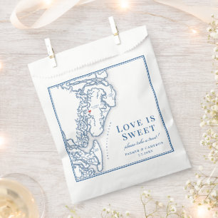 Bolsa De Papel Boda de Mapa de las Islas Doradas de Georgia