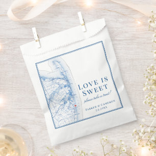 Bolsa De Papel Boda de mapas elegante de Long Branch New Jersey