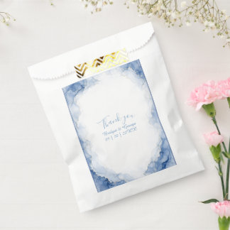 Bolsa De Papel Boda de mármol con salpicaduras de acuarela azul p