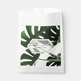 Bolsa De Papel Boda de Mármol de Monstera Tropical