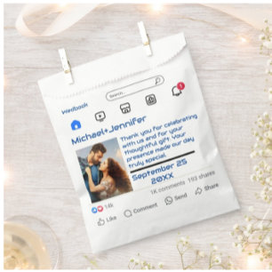 Bolsa De Papel Boda de mensajes de Personalizados de medios socia