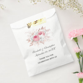 Bolsa De Papel Boda de moda floral rosa blanca rosa dorada