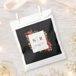 Bolsa De Papel Boda de monograma Boda Delicate Poppy Oscuro