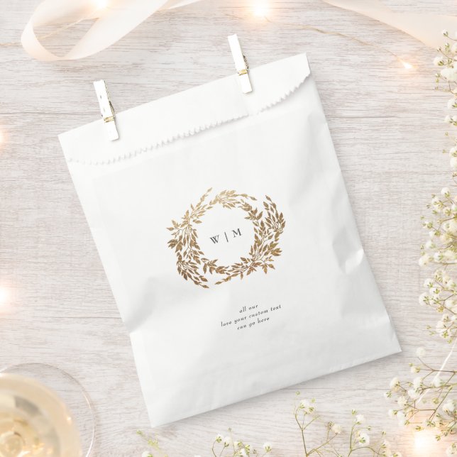 Bolsa De Papel Boda de Monograma Clásico Gold Wreath (Cortado)