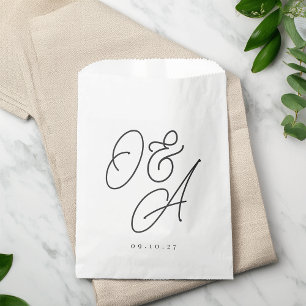 Bolsa De Papel Boda de monograma de guiones sobredimensionados en