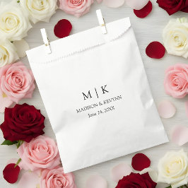 Bolsa De Papel Boda de Monograma Minimalista Moderna