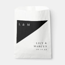 Boda De Monograma Minimalista Moderno Negro Y Blan