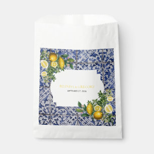 Bolsa De Papel Boda de mosaicos portugueses de lemones mediterrán
