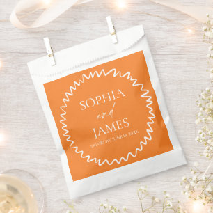 Bolsa De Papel Boda de Naranja Cítrica Ondulada Caprichosa