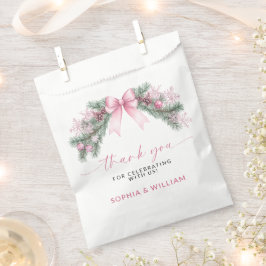 Bolsa De Papel Boda de Navidad con Lazo Rosa