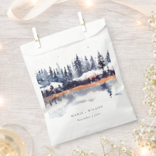 Bolsa De Papel Boda de Nieve en la Selva de Pino de Invierno de l
