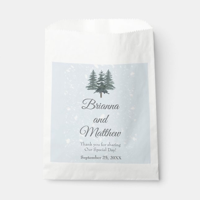 Bolsa De Papel Boda de Nieve Evergreen de Invierno (Anverso)