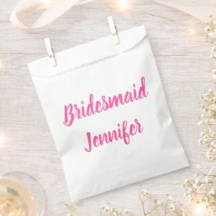 Bolsa De Papel Boda de nombre personalizado rosa de la dama de ho
