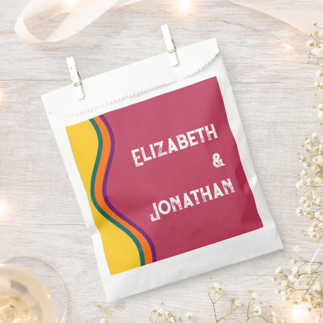 Bolsa De Papel Boda de ondas del sudoeste retro (Cortado)