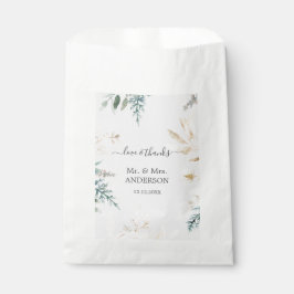 Bolsa De Papel Boda de oro de color de agua encantadora vegetació