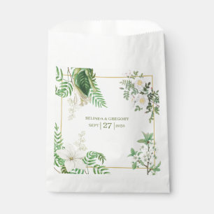 Bolsa De Papel Boda de oro floral de color verde blanco ruso