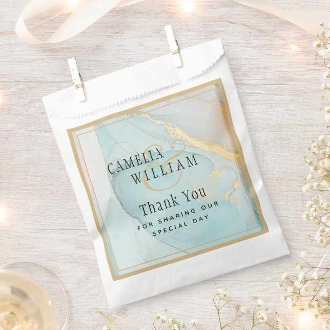 Bolsa De Papel Boda de oro Verde azulado LeahG INK Sea Glass (Cortado)