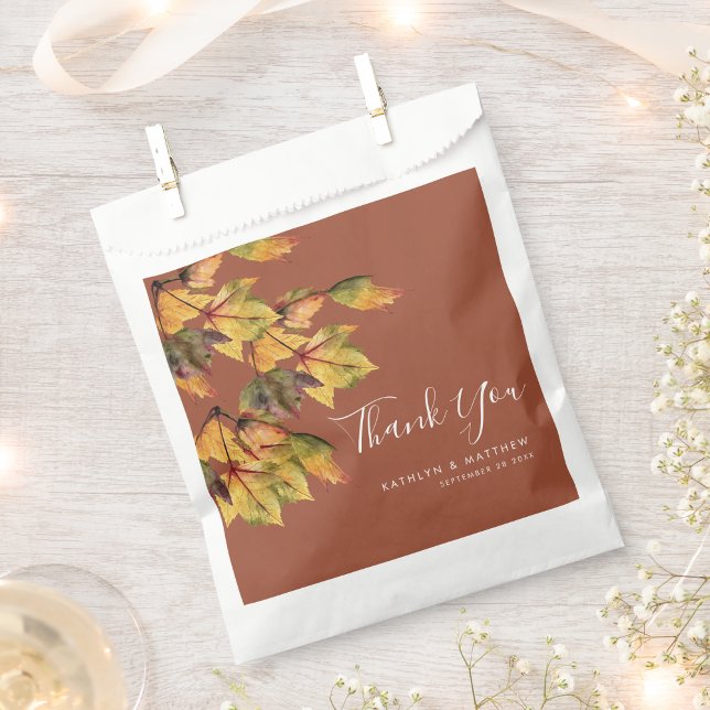 Bolsa De Papel Boda de otoño de follaje rústico marrón (Subido por el creador)