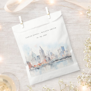 Bolsa De Papel Boda de paisaje al acuarela de Detroit Michigan
