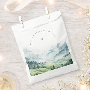 Bolsa De Papel Boda de paisajes de montaña de nieve de color agua