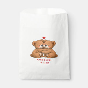 Bolsa De Papel Boda de pareja de osito de peluche lindo 