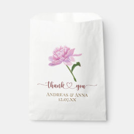 Bolsa De Papel Boda de Peonía Rosa Gracias