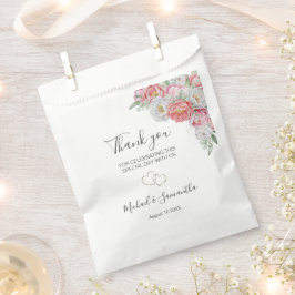 Bolsa De Papel Boda de Peonía Rosa y Blanca