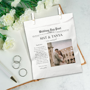 Bolsa De Papel Boda de periódico gracias a Clásico Elegante