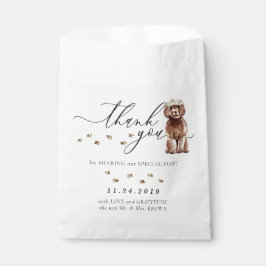 Bolsa De Papel Boda de perro de Cavapoo marrón Gracias