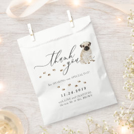 Bolsa De Papel Boda de perro Pug Gracias