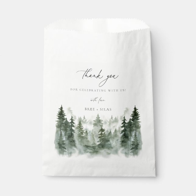 Bolsa De Papel Boda de Pines Forestales Salvajes Gracias (Anverso)