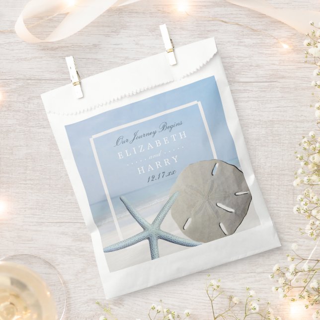 Bolsa De Papel Boda de playa de Sand Dollar y Starfish (Cortado)