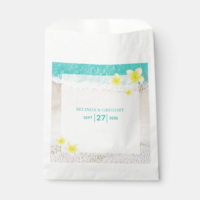Bolsa De Papel Boda de playa tropical de Plumeria Frangipani Amar (Anverso)