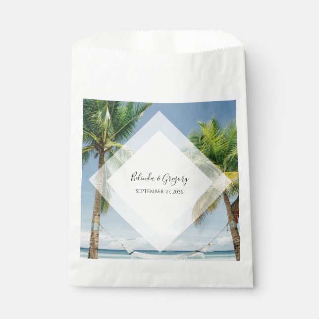 Bolsa De Papel Boda de Playa Tropical Palm Trees (Anverso)