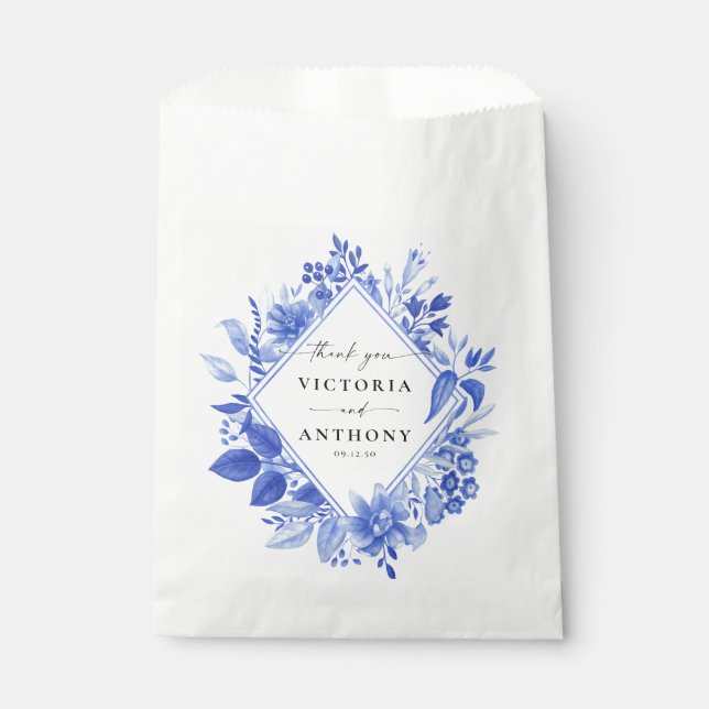 Bolsa De Papel Boda de porcelana azul (Anverso)