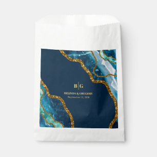 Bolsa De Papel Boda de Purpurina de Geode de Blue & Gold Agate