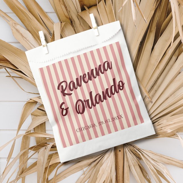 Bolsa De Papel Boda de rayas rosadas retro de Borgoña (Subido por el creador)