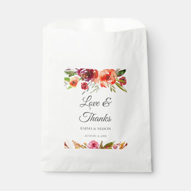 Bolsa De Papel Boda de Romance Radiante Personalizado (Anverso)