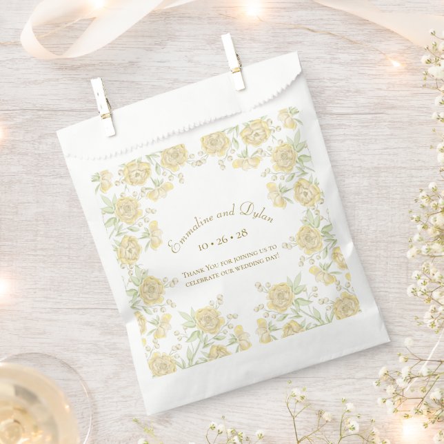 Bolsa De Papel Boda de Rosa Amarilla (Cortado)