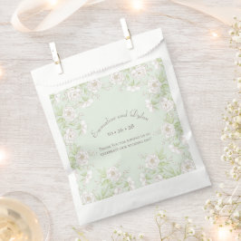 Bolsa De Papel Boda de Rosa Blanca Verde Salvia