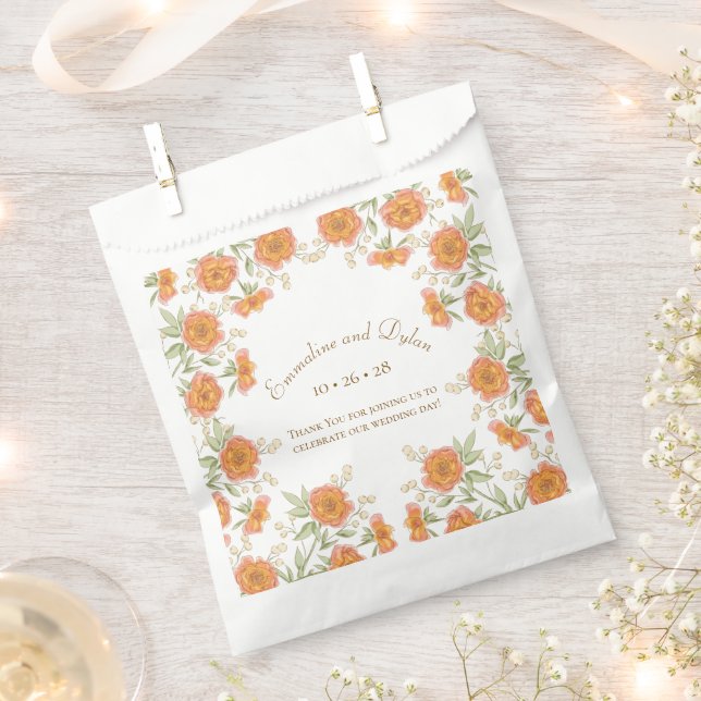 Bolsa De Papel Boda de Rosa Naranja (Cortado)