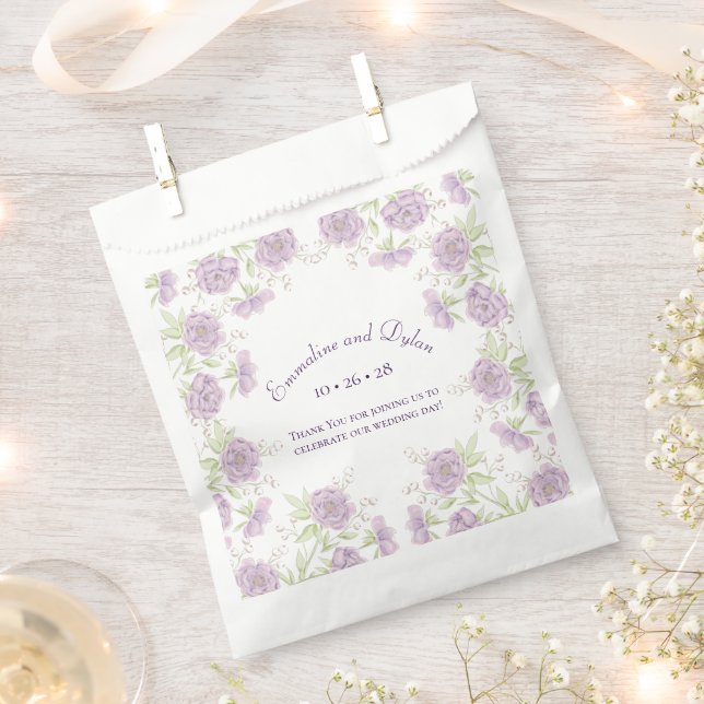 Bolsa De Papel Boda de Rosa Púrpura Lavanda (Cortado)