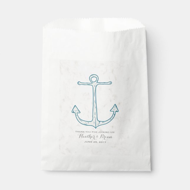 Bolsa De Papel Boda de Royal Blue Rustic Anchor (Anverso)