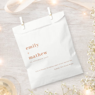 Bolsa De Papel Boda de tipografía de Naranja de óxido de la marin