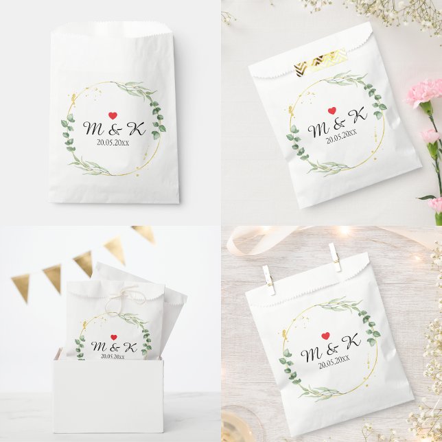 Bolsa De Papel Boda de vegetación acuática (Watercolor Greenery Wedding Favor Bag)