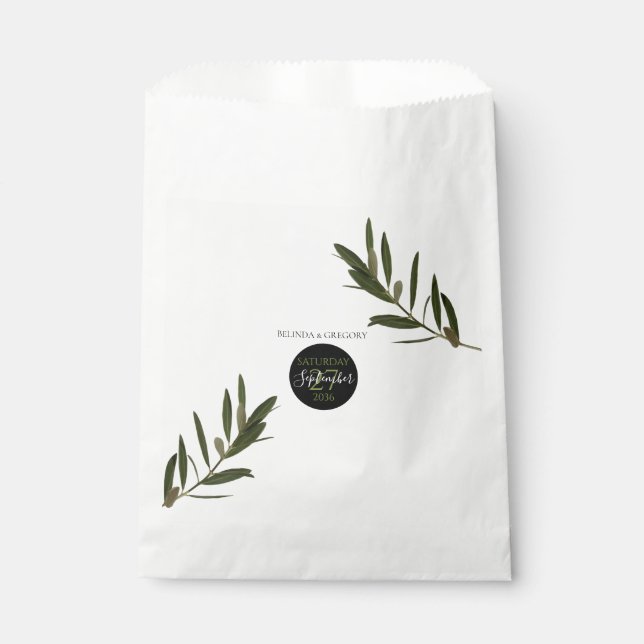 Bolsa De Papel Boda de vegetación de hojas de oliva (Anverso)