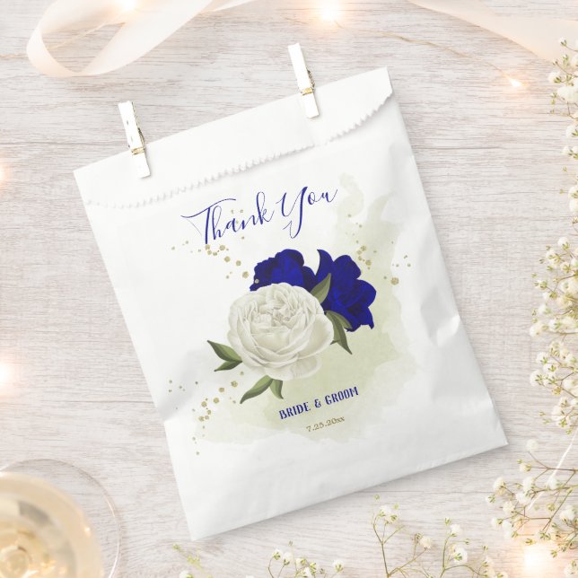 Bolsa De Papel boda de vegetación floral azul real (Cortado)