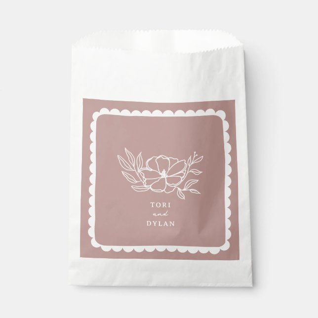 Bolsa De Papel Boda de Vieira Botánica Rosa Floral (Anverso)