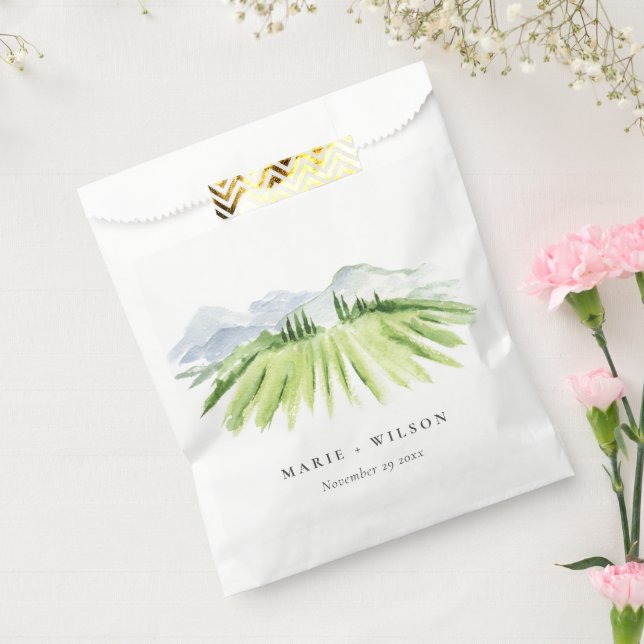 Bolsa De Papel Boda de viñedo de montaña en viñedo rústico elegan (Sellado)