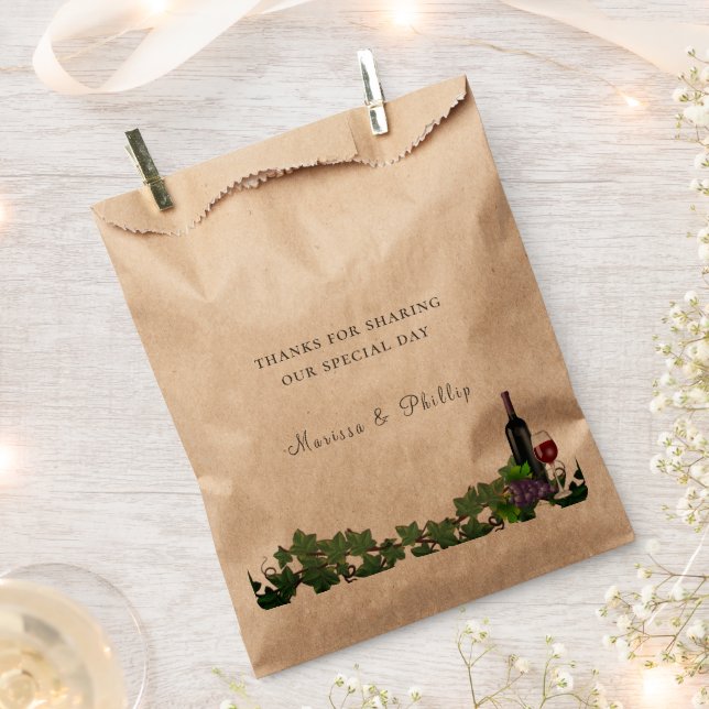 Bolsa De Papel Boda de Vinos Rústicos Grapevines (Cortado)